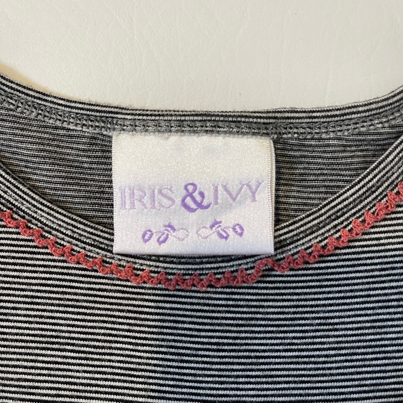 Iris & Ivy Gray Stripe and Floral, Long sleeve Girls Dress. Size 6X. Preloved. - Picture 7 of 10